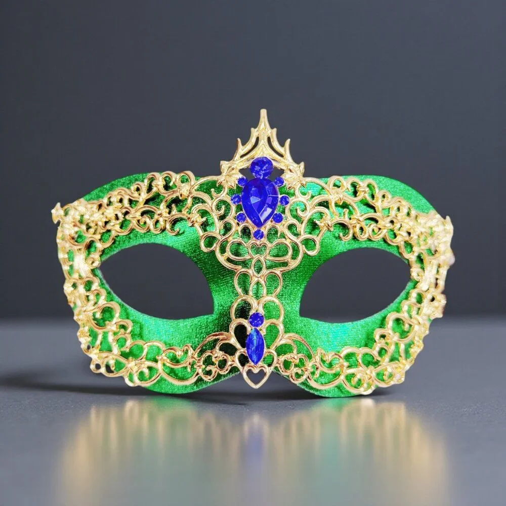 Green masquerade mask, cosplay mask, Halloween mask, Venetian mask, Prom mask